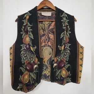 Every Stitch Counts Vintage Fruit Floral Theme Rare Unique Vest